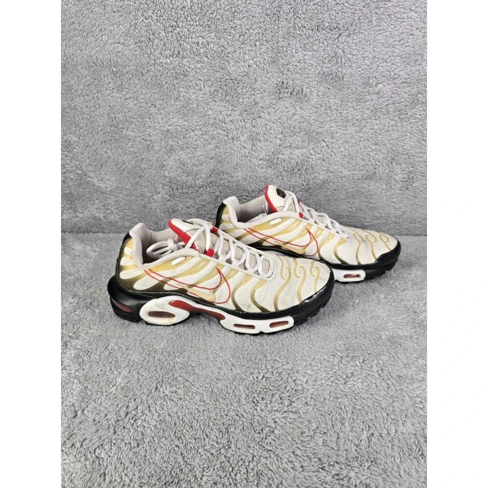 Nike Air Max Plus Striped White Red Black Beige Low Top Men's Athletic Sneakers